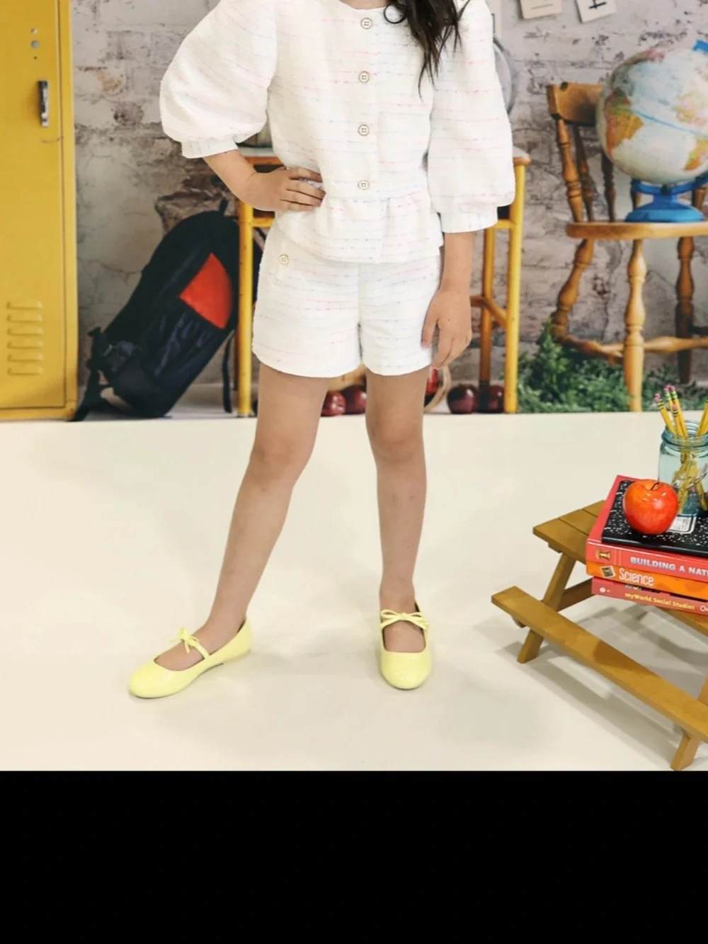 Janie and Jack Pale Yellow Bow Mary Jane Flats for Kids